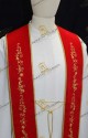 STOLA PASTORALE ROSSA RICAMATA