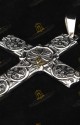 CROCE PETTORALE IN ARGENTO CON DECORO FLOREALE