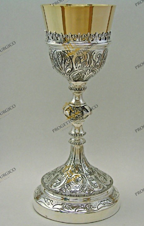 CALICE SACERDOTALE IN ARGENTO CESELLATO A MANO
